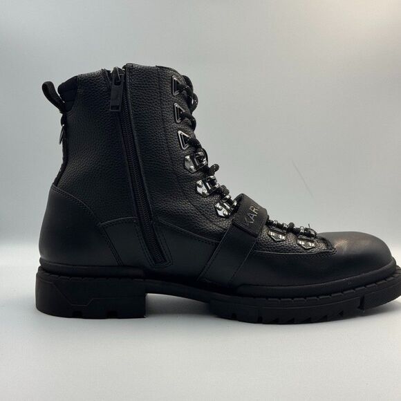 Karl Lagerfeld Paris Mens 13 Black Belted Leather Hiker Biker Boots NWOB main image 10